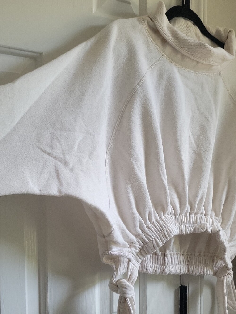 Daily Practice Cropped Cream Tie-Hem Sweatshirt - Women Tops - Picture 6 of 8